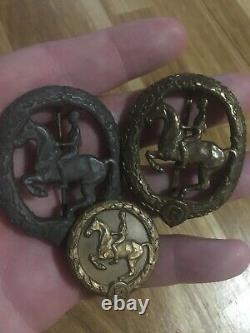 WW 2 German Very Rare Set Of 3 Horse Riding Awards, Military Soldier Army Medal