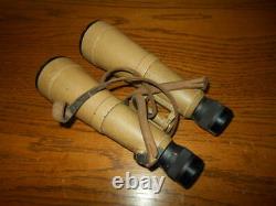 WW II German Army 10x50 Hensoldt BMJ PANZER ROOF PRISM BINOCULARS & CASE RARE