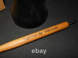 WW II German Army DESK SET CERAMIC INK WELL & FOUNTAIN PEN VERY NICE
