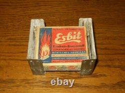 WW II German Army Feldkocher mit Tabletten ESBIT FIELD STOVE & TABLETS NICE