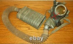 WW II German Army GM24 Gasmaske PANZER GAS MASK HOSE & CANISTER VERY RARE