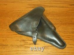 WW II German Army LUGER P. 08 PARABELLUM LEATHER HARD SHELL HOLSTER SUPERB