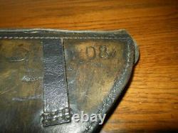 WW II German Army LUGER P. 08 PARABELLUM LEATHER HARD SHELL HOLSTER SUPERB