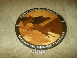 WW II German Army Wood Plate MG SHOOTING AWARD 12. (MG) Komp. I. R. 19 NICE