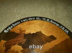 WW II German Army Wood Plate MG SHOOTING AWARD 12. (MG) Komp. I. R. 19 NICE