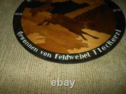 WW II German Army Wood Plate MG SHOOTING AWARD 12. (MG) Komp. I. R. 19 NICE