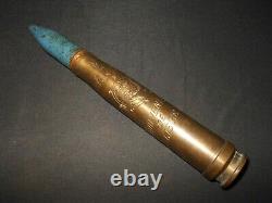 WW II US Army Air Force GERMAN 20mm FlaK TRENCH ART BRASS CASING SUPERB