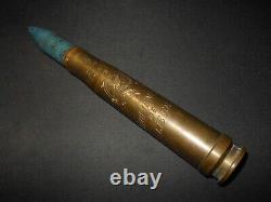 WW II US Army Air Force GERMAN 20mm FlaK TRENCH ART BRASS CASING SUPERB