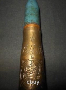 WW II US Army Air Force GERMAN 20mm FlaK TRENCH ART BRASS CASING SUPERB