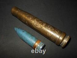 WW II US Army Air Force GERMAN 20mm FlaK TRENCH ART BRASS CASING SUPERB