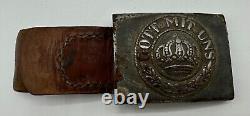 WW1 Imperial German Army Gott Mit Uns Belt Buckle with Leather Tab Uniform Kaiser