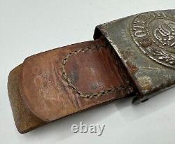 WW1 Imperial German Army Gott Mit Uns Belt Buckle with Leather Tab Uniform Kaiser