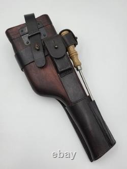 WW1 Style German Army Mauser C-96 Wood Buttstock Holster Set. Genuine Leather