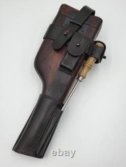 WW1 Style German Army Mauser C-96 Wood Buttstock Holster Set. Genuine Leather