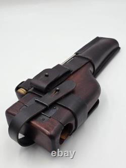 WW1 Style German Army Mauser C-96 Wood Buttstock Holster Set. Genuine Leather