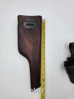 WW1 Style German Army Mauser C-96 Wood Buttstock Holster Set. Genuine Leather