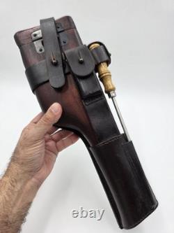 WW1 Style German Army Mauser C-96 Wood Buttstock Holster Set. Genuine Leather