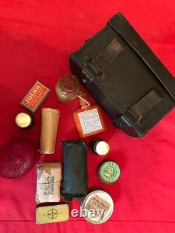 WW2 1940 German Army Medics First Aid Leather Pouch, Original kit