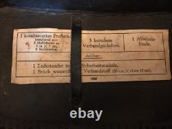 WW2 1940 German Army Medics First Aid Leather Pouch, Original kit