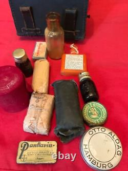 WW2 1940 German Army Medics First Aid Leather Pouch, Original kit