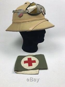 WW2 Afrika Korps Medic Pith Helmet And Medical Armband German Army