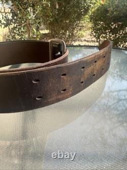 WW2 Genuine German Wehrmacht Officer Belt brown leather 115cm long. 1.75 Wide