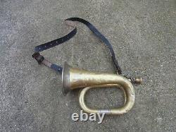 WW2 German Army Battle Bugle With Vintage Rare Leather Sling Sold As In