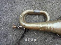 WW2 German Army Battle Bugle With Vintage Rare Leather Sling Sold As In