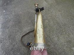 WW2 German Army Battle Bugle With Vintage Rare Leather Sling Sold As In