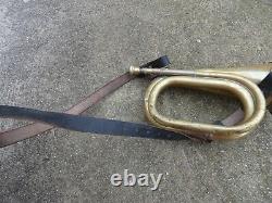 WW2 German Army Battle Bugle With Vintage Rare Leather Sling Sold As In