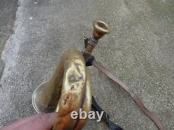 WW2 German Army Battle Bugle With Vintage Rare Leather Sling Sold As In