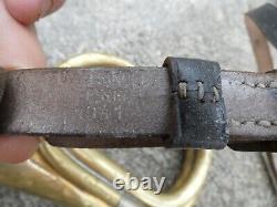 WW2 German Army Battle Bugle With Vintage Rare Leather Sling Sold As In