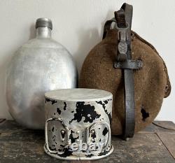 WW2 German Army Canteen with Cup O. H. W. 41 Matching Wehrmacht Otto Honsel