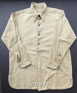 WW2 German Army Heer Civilian Shirt, Knit Cotton L/S, 4 Button, Light Tan 42