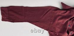 WW2 German Army Heer Civilian Shirt, Wine Red Knit Cotton L/S, 4 Button, Small