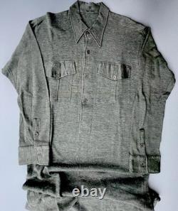WW2 German Army Heer SS Issue Shirt, L/S Gray-Green Italian Wool IV 43-44 RARE