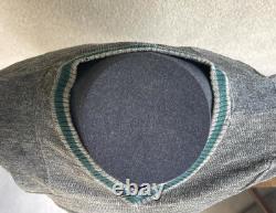 WW2 German Army Heer Sweater, Gray Wool V-neck, Green Band, Repairs, Medium
