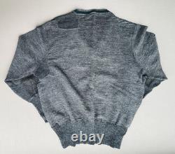 WW2 German Army Heer Sweater, Gray Wool V-neck, Green Band, Repairs, Medium