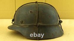 WW2 German Army Helmet. M40. Cross Wire Camo. Named. Q66. WithLiner. VTG