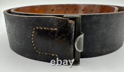 WW2 German Army Leather Combat Field Belt RBNr Marked Wehrmacht Uniform Kit