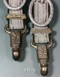 WW2 German Army Officer's Deluxe Dagger Hangers. Silver Bullion. NICE! S179