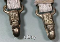 WW2 German Army Officer's Deluxe Dagger Hangers. Silver Bullion. NICE! S179