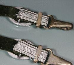 WW2 German Army Officer's Deluxe Dagger Hangers. Silver Bullion. NICE! S179