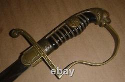 WW2 German Army Officers Sword Lions Head + Scabbard Brass & Steel, Anton Wingen