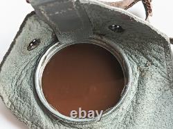 WW2 German Army Wehrmacht Soldier Leather Dust Sun Goggles with Pouches