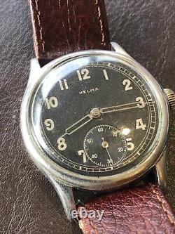 WW2 German Army Wrist Watch Helma 15 Jewel Movement D H Designation Swiss