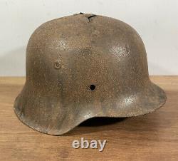 WW2 German M42 Combat Helmet, Ardennes Battlefield Shell