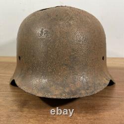 WW2 German M42 Combat Helmet, Ardennes Battlefield Shell