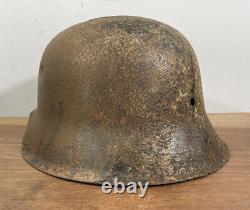 WW2 German M42 Combat Helmet, Ardennes Battlefield Shell