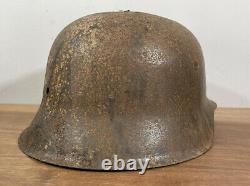 WW2 German M42 Combat Helmet, Ardennes Battlefield Shell